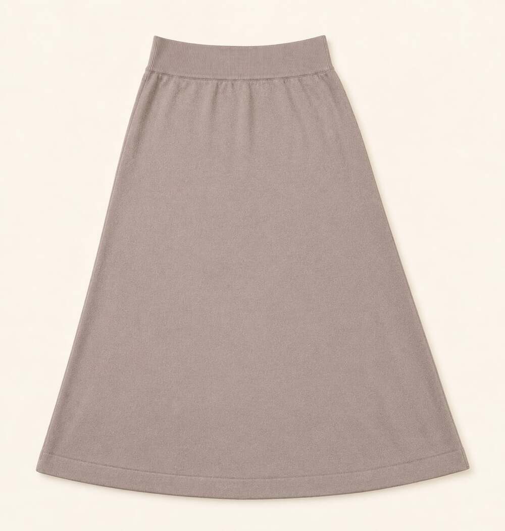 NWT KUO Taupe Knit A-Line Midi Skirt 90s Minimalist Quiet Luxury XS